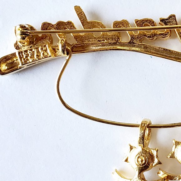 1997 GRANDMA Grandchildren Charms Love Pride Gold Pin Brooch - Picture 6 of 10